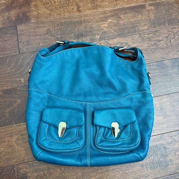 OR by Oryany Teal Leather Shoulder Bag with Front Pockets - Picture 2 of 13